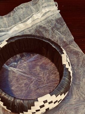 Plunder Black and White Handwoven Bangle Bracelet